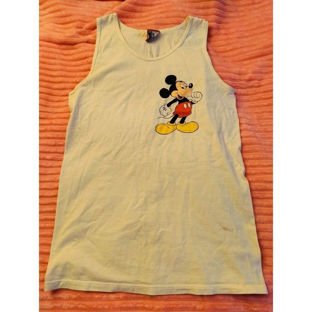Vintage Disney Designs Mickey Mouse Adult White 100% cotton Tank Top Medium